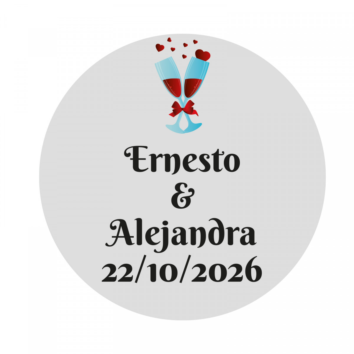 Adesivo 3cm com fundo transparente para casamentos e celebrações