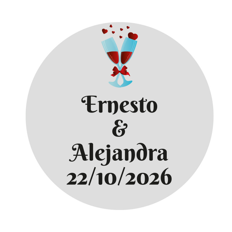 Adesivo 3cm com fundo transparente para casamentos e celebrações