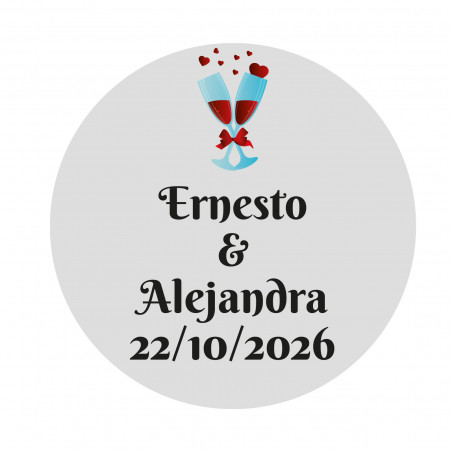 Adesivo 3cm com fundo transparente para casamentos e celebrações