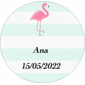 Adesivo personalizado 3cm flamingo para comunhão batizado ou aniversário