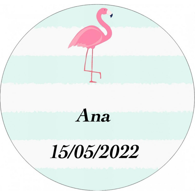 Adesivo personalizado 3cm flamingo para comunhão batizado ou aniversário
