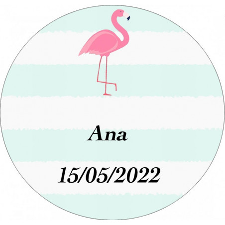 Adesivo personalizado 3cm flamingo para comunhão batizado ou aniversário