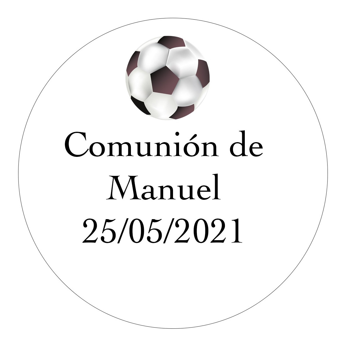 Adesivo personalizado futebol 3cm para comunhão batizado aniversário e empresa