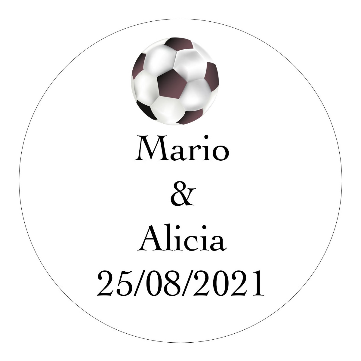 Adesivo personalizado casamento futebol 3cm