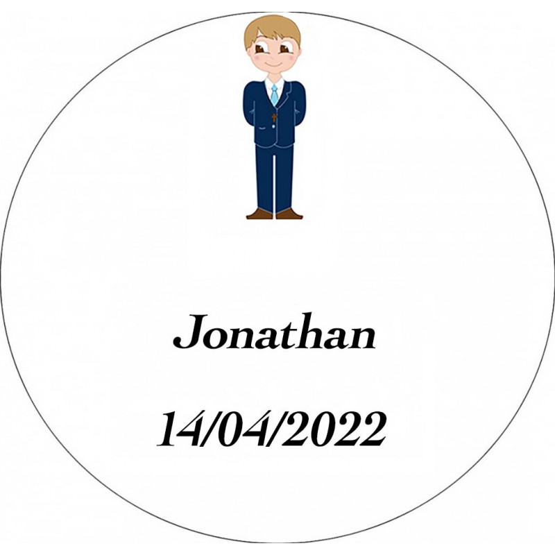 Adesivo comunhão menino personalizado 3cm