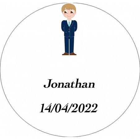 Adesivo comunhão menino personalizado 3cm