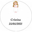 Adesivo comunhão 3cm menina personalizado