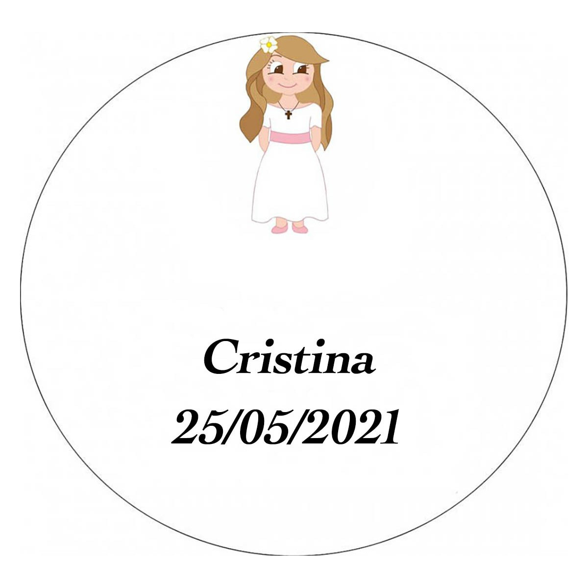 Adesivo comunhão 3cm menina personalizado