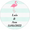 Adesivo 3cm flamingo personalizado para casamentos