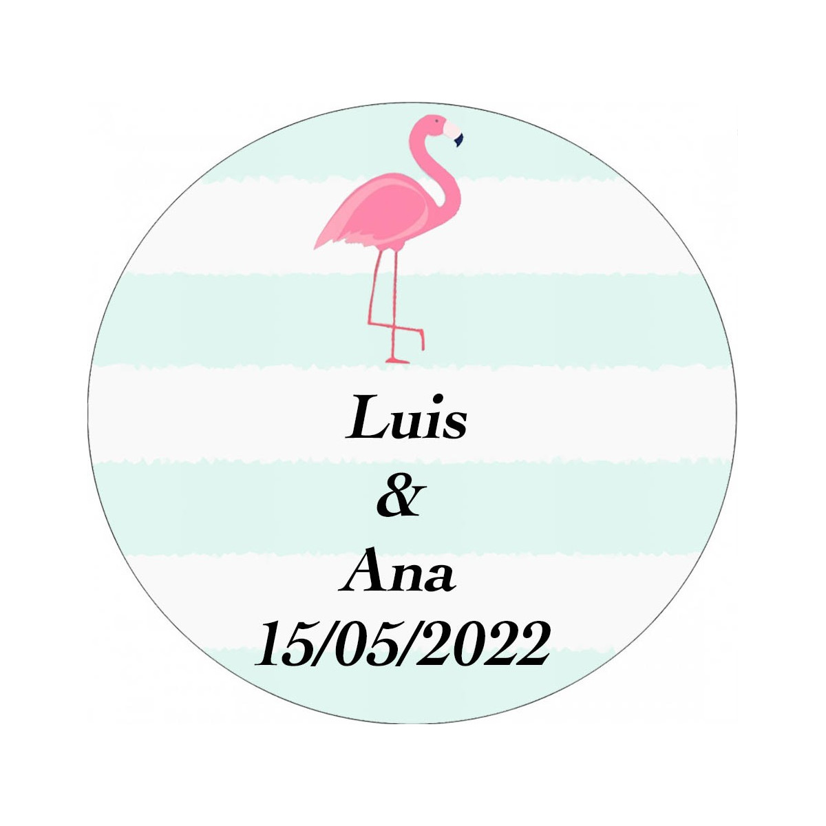 Adesivo 3cm flamingo personalizado para casamentos