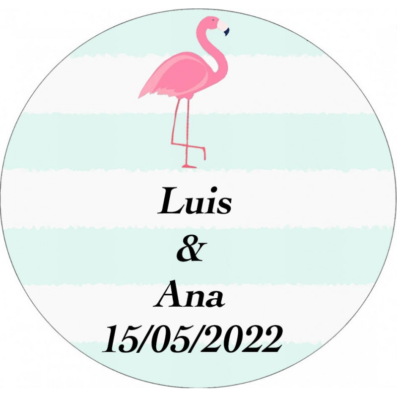 Adesivo 3cm flamingo personalizado para casamentos