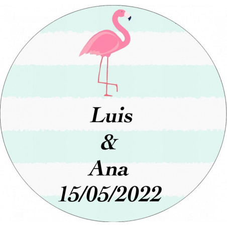 Adesivo 3cm flamingo personalizado para casamentos