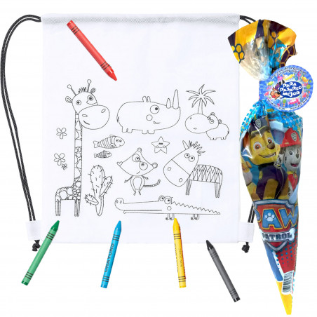 Bolsa para Pintar com Cores e Cone de Doces Patrulha Canina