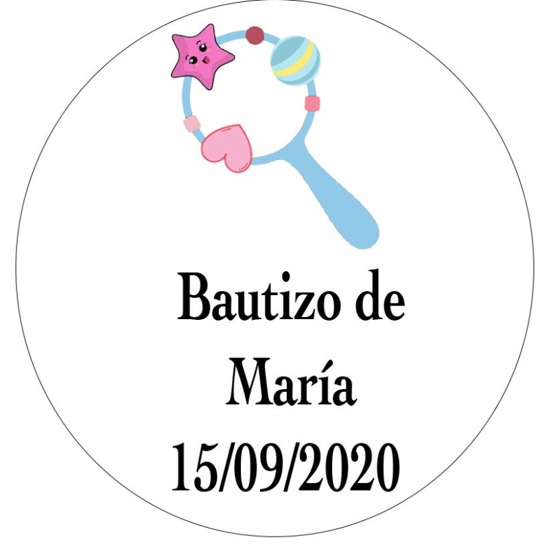Adesivo personalizado com design de chocalho 3cm