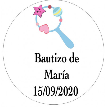 Adesivo personalizado com design de chocalho 3cm