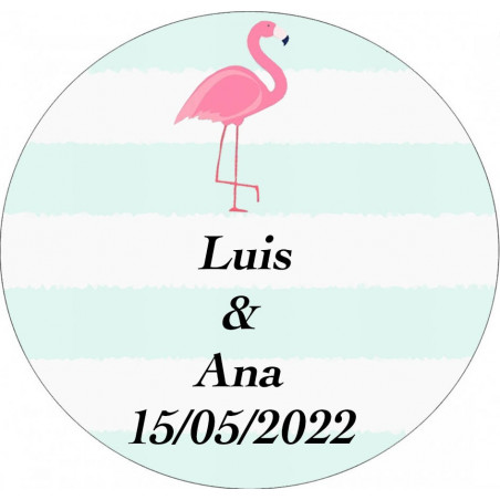 Pacote detalhe de casamento com carteira caneta batom espelho personalizado e caixa com design de flamingos