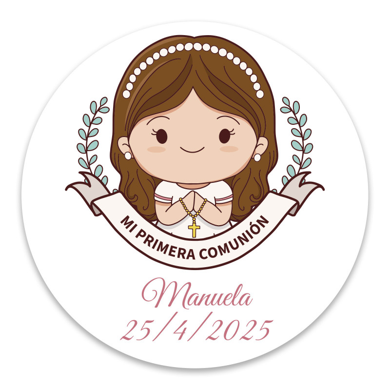 Adesivo minha primeira comunhão menina personalizado 5cm