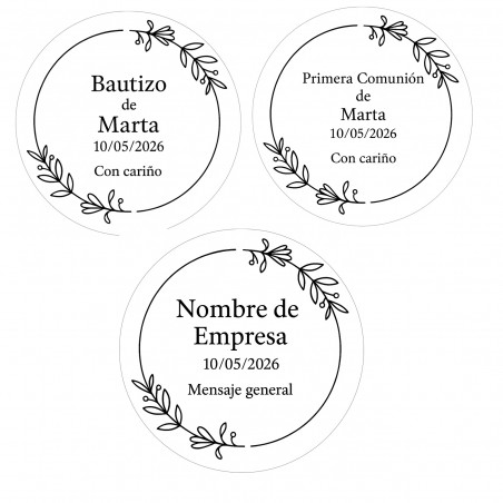 Adesivo personalizado elegante com design floral transparente de 5cm