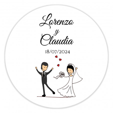 Etiqueta adesiva de casamento personalizada com fundo transparente 5cm
