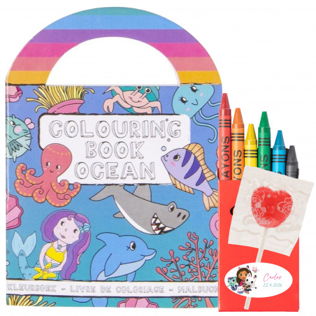 Livro para colorir com adesivos e giz de cera personalizado com adesivo Gabby Gato