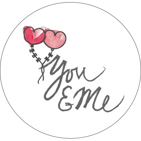 Etiqueta adesiva 5cm fundo transparente "You & Me"