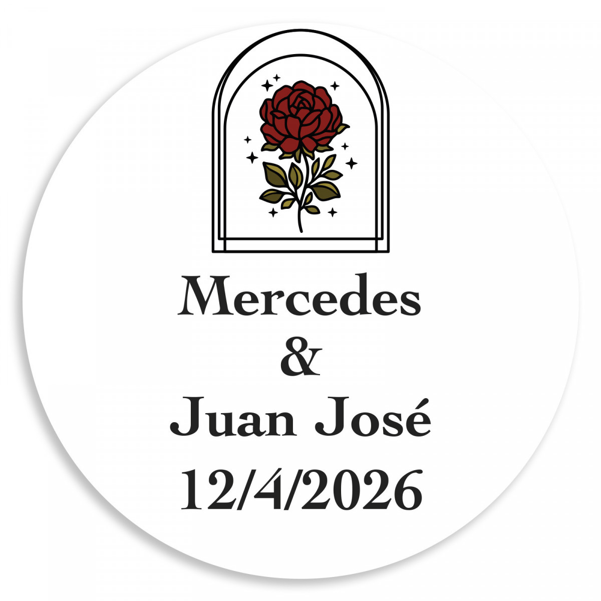 Etiqueta adesiva personalizada de 5cm para casamento com fundo transparente