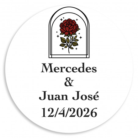 Etiqueta adesiva personalizada de 5cm para casamento com fundo transparente