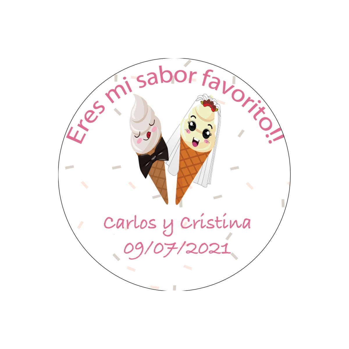 Adesivo de casamento 5cm personalizado com fundo transparente