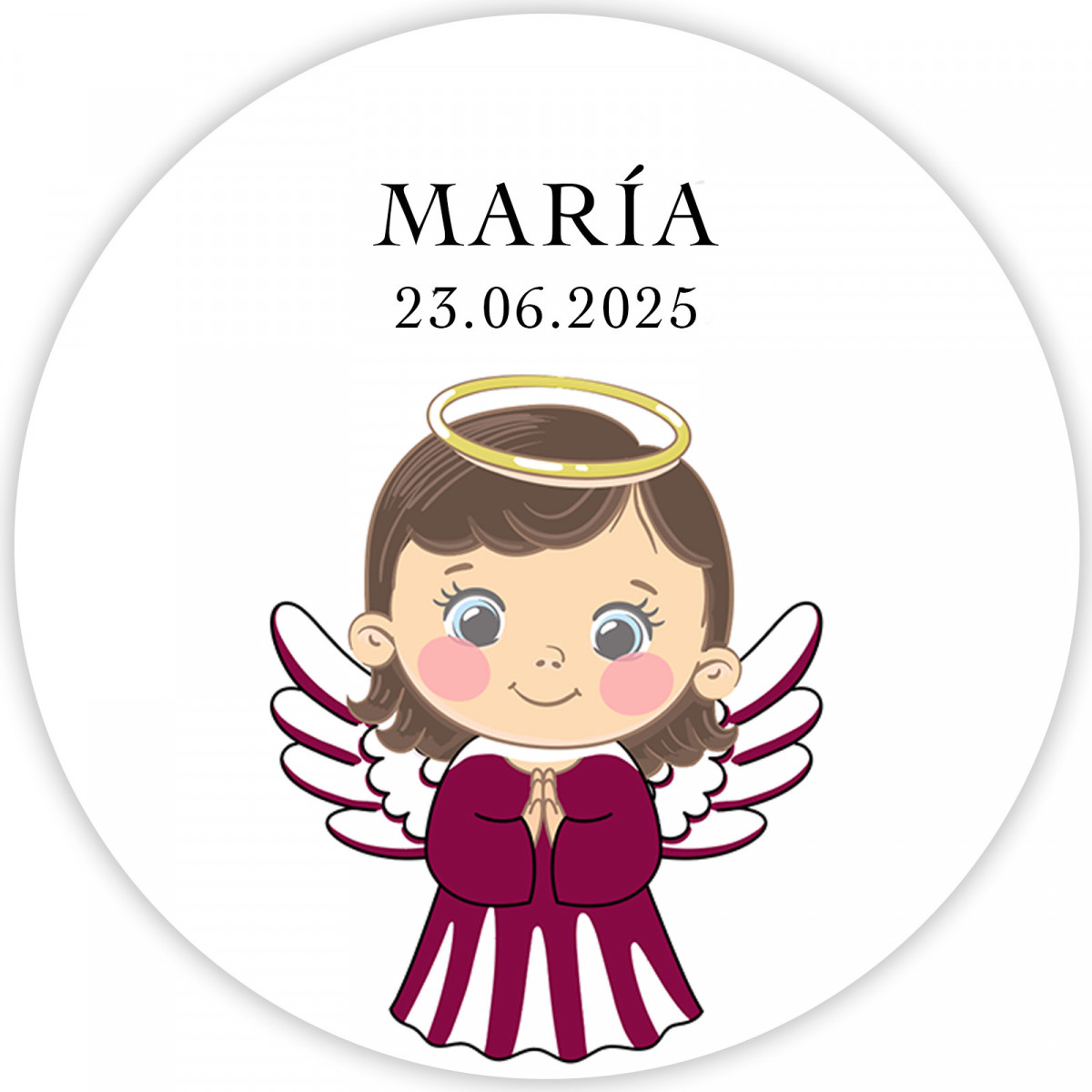 Adesivo transparente 5cm personalizado batizado anjo menina