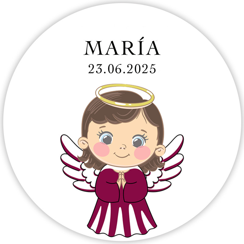 Adesivo transparente 5cm personalizado batizado anjo menina