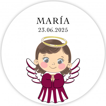 Adesivo transparente 5cm personalizado batizado anjo menina