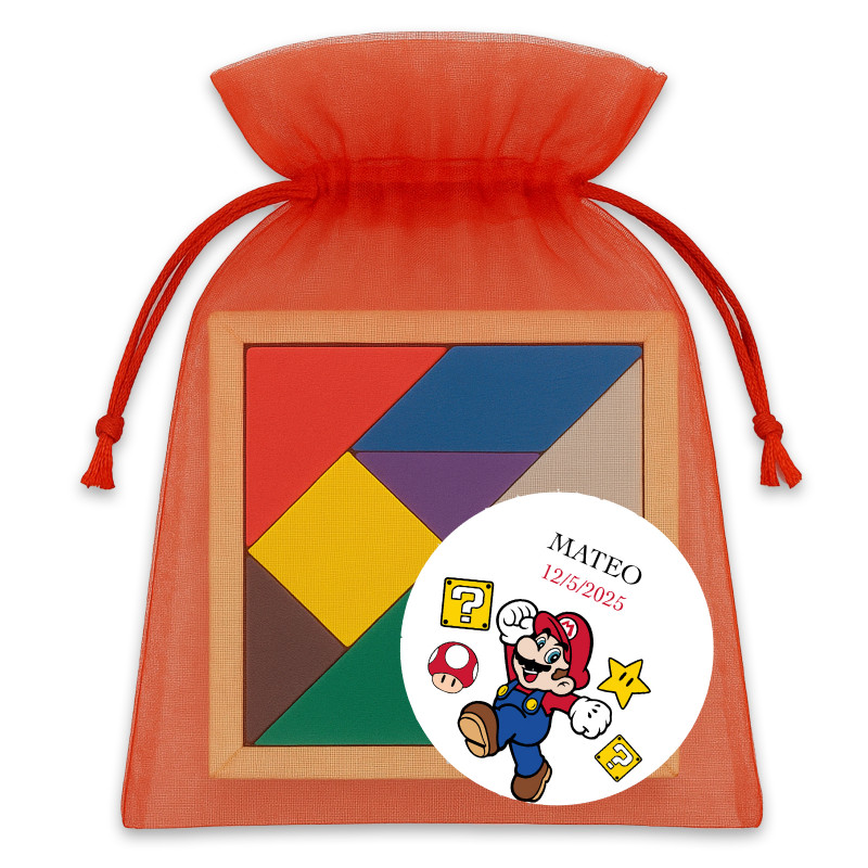 Jogo tangram com bolsa personalizada super mario