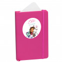 Caderno fúcsia personalizado com adesivo da gabby de 5 cm