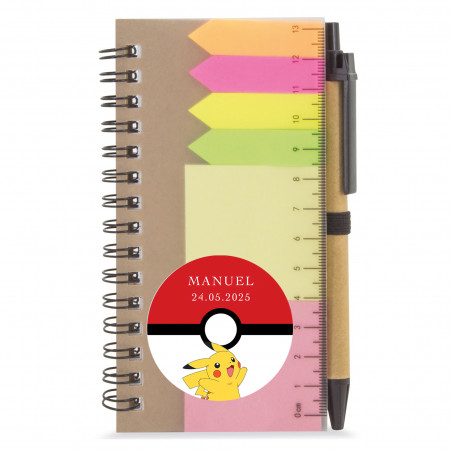 Caderno personalizado com adesivo de 5cm Pikachu