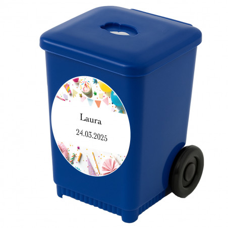 Lápis com formato de recipiente azul personalizado