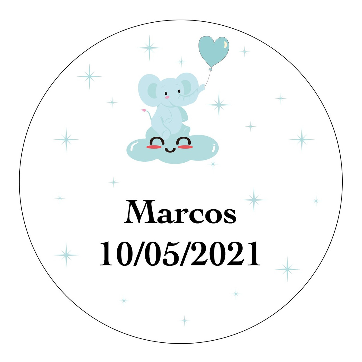Adesivo personalizado de 5cm para batizado
