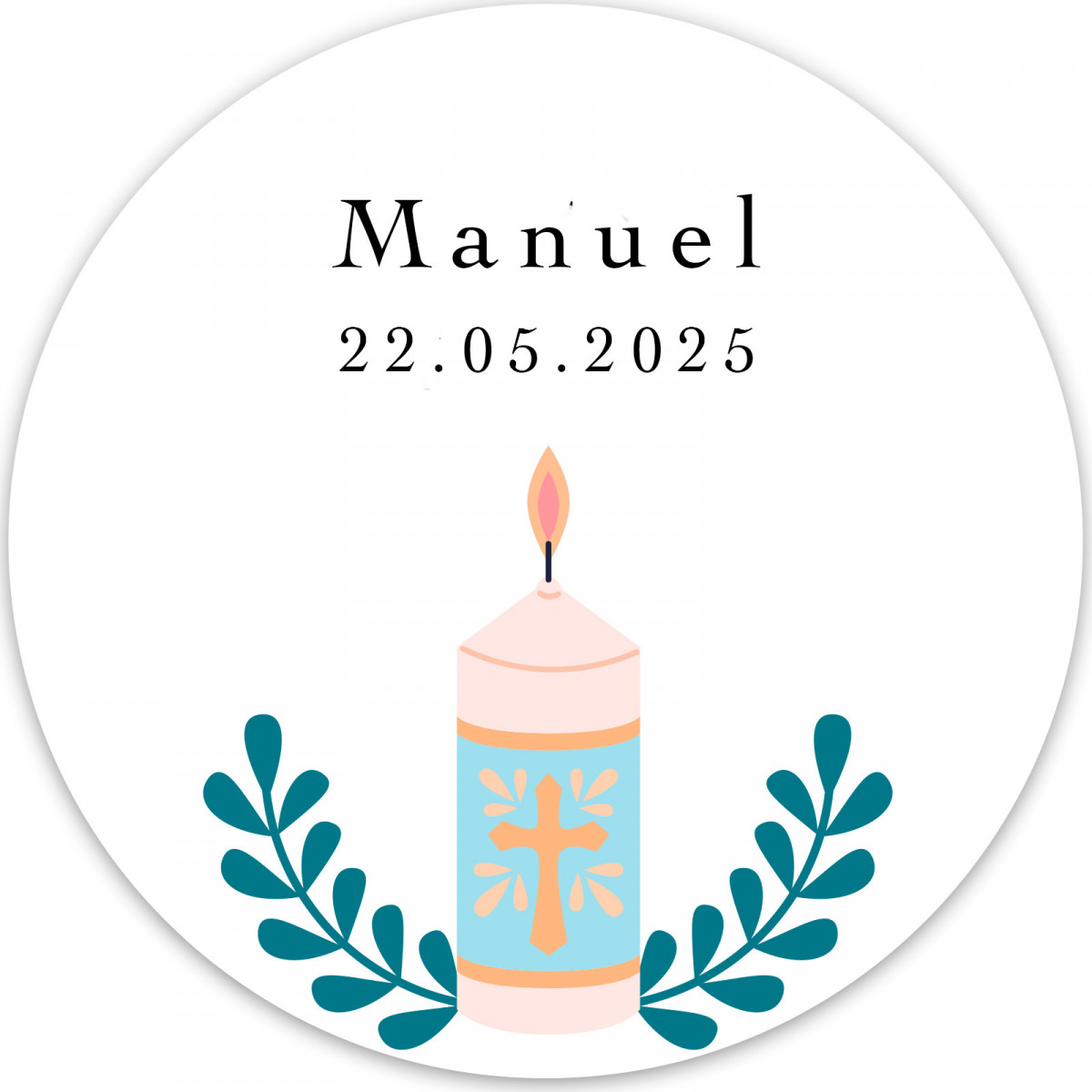 Adesivo personalizado para batizado ou comunhão 5cm