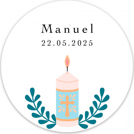Adesivo personalizado para batizado ou comunhão 5cm