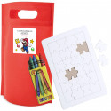 Quebra cabeça para pintar com bolsa e adesivo super mario para detalhes de aniversário