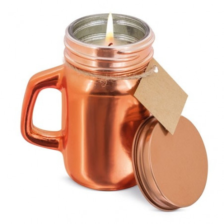 Vela em jarro de cristal personalizada com adesivo para batizado