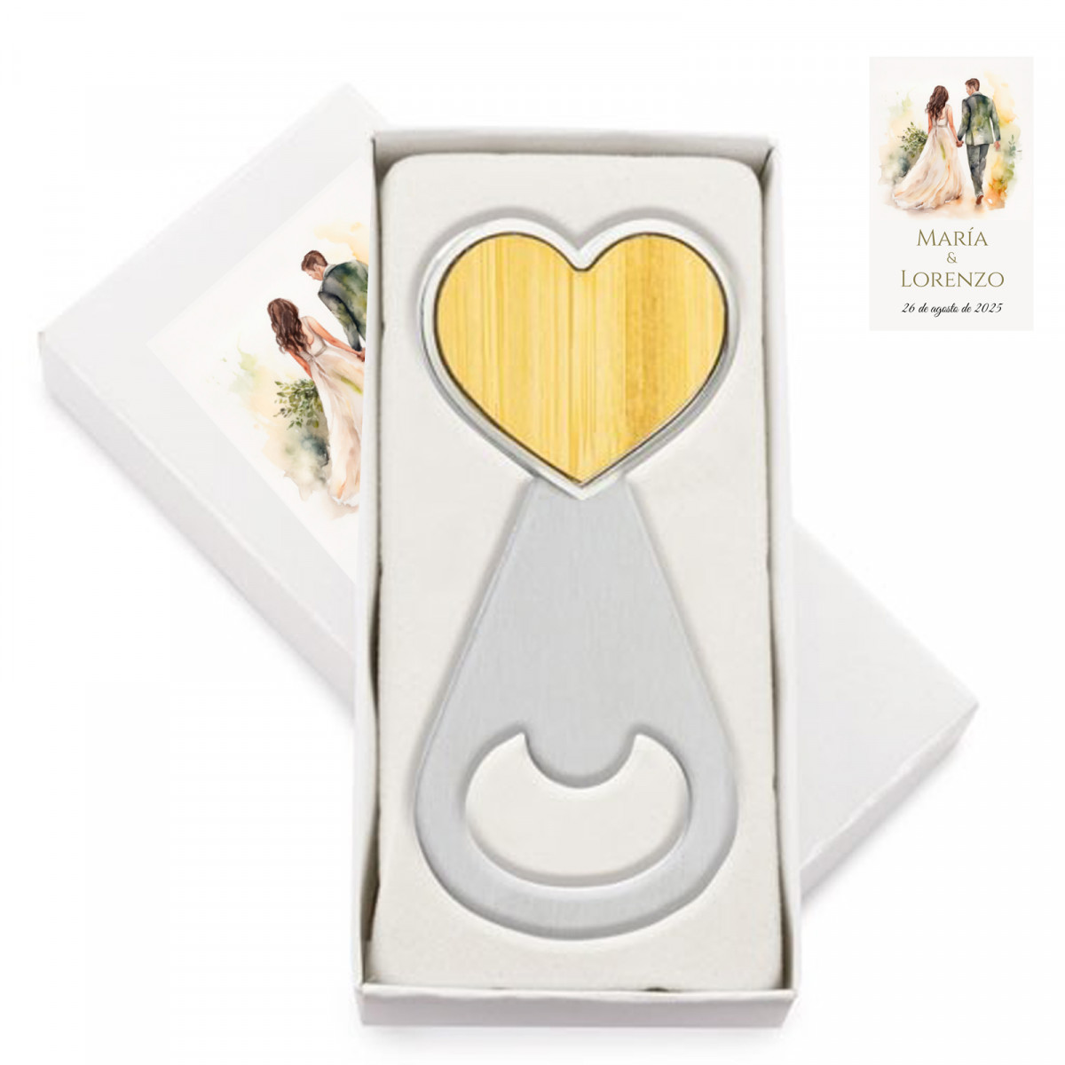 Abridores de garrafa com adesivo personalizado para detalhes de casamento