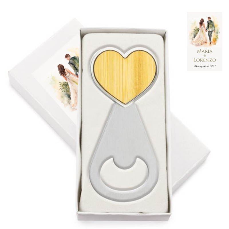 Abridores de garrafa com adesivo personalizado para detalhes de casamento