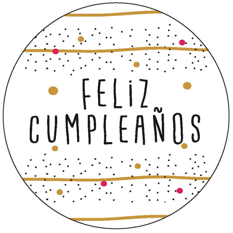 Etiqueta feliz aniversário para detalhes de convidados 5cm