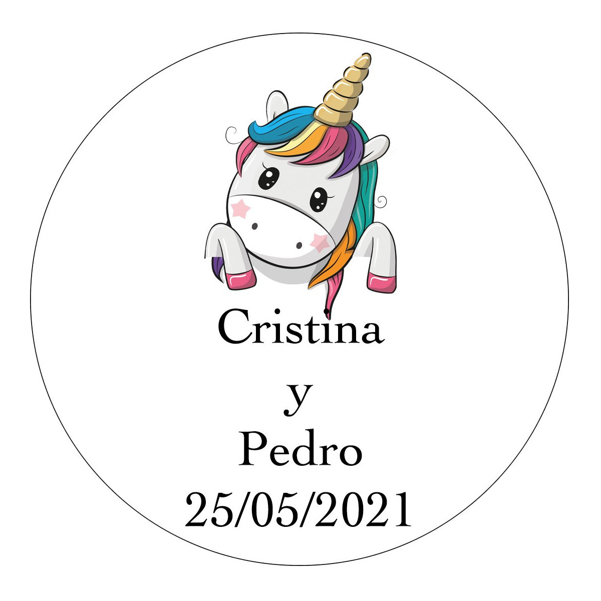 Etiquetas adesivas personalizadas unicórnio 5cm