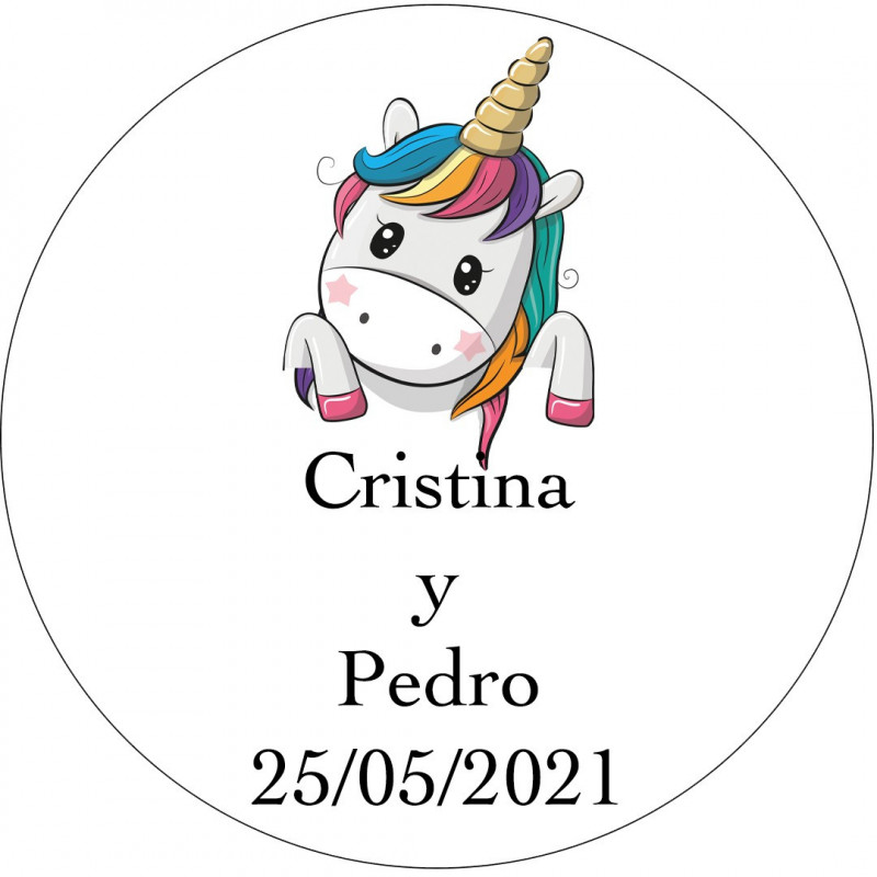 Etiquetas adesivas personalizadas unicórnio 5cm