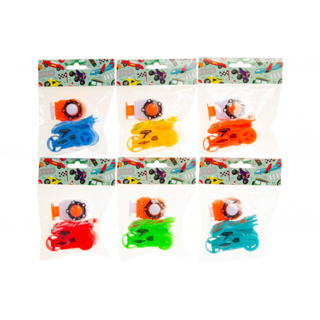 Moto de brinquedo com lançador para detalhes de aniversários e eventos
