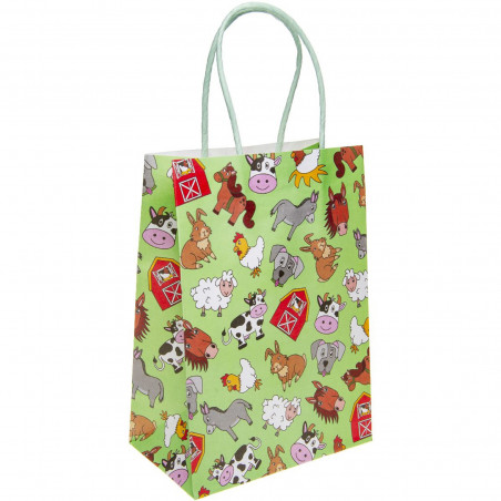 Saco de Papel com Animais de Fazenda