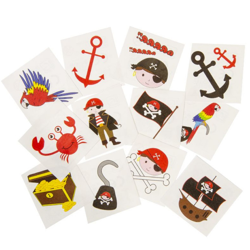 Presentes Divertidos Crianças Tatuagens Piratas Pacote com 12 Unidades