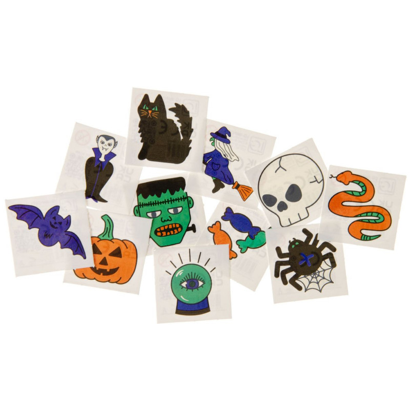 Tatuagens para Halloween Pacote com 12 Unidades