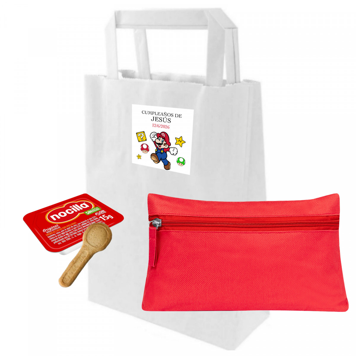 Super Mario Bross Pack Detalhes Doces com Nocilla e Colher